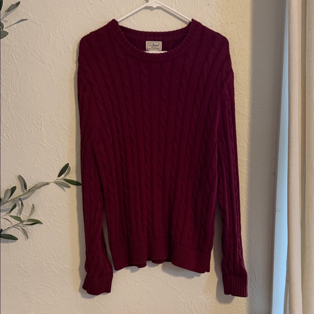L.L. Bean Men's Cable Knit Sweater - Burgundy